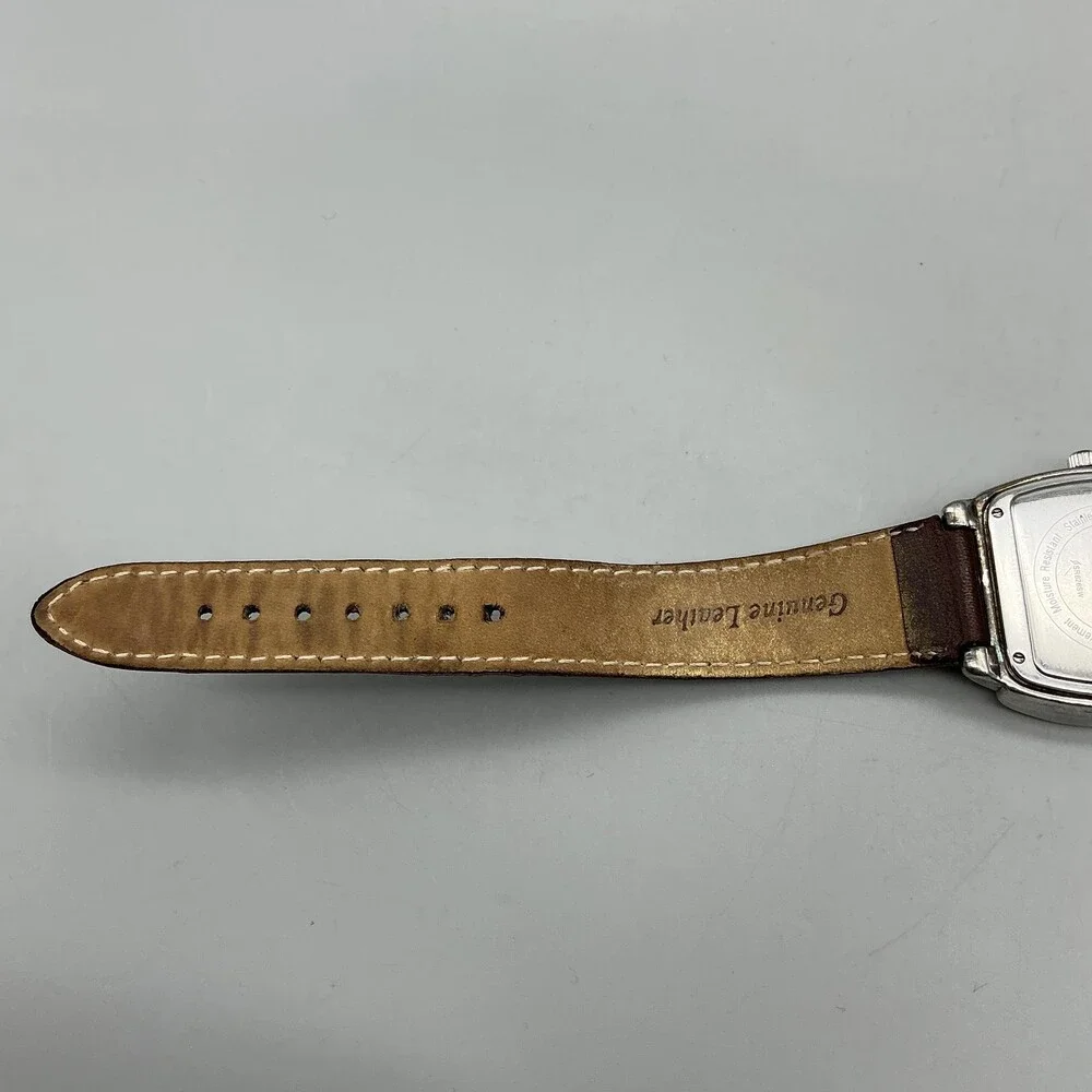 Ecclissi Womens Watch 31mm MOP Sterling Silver 22590 Brown Leather New Battery